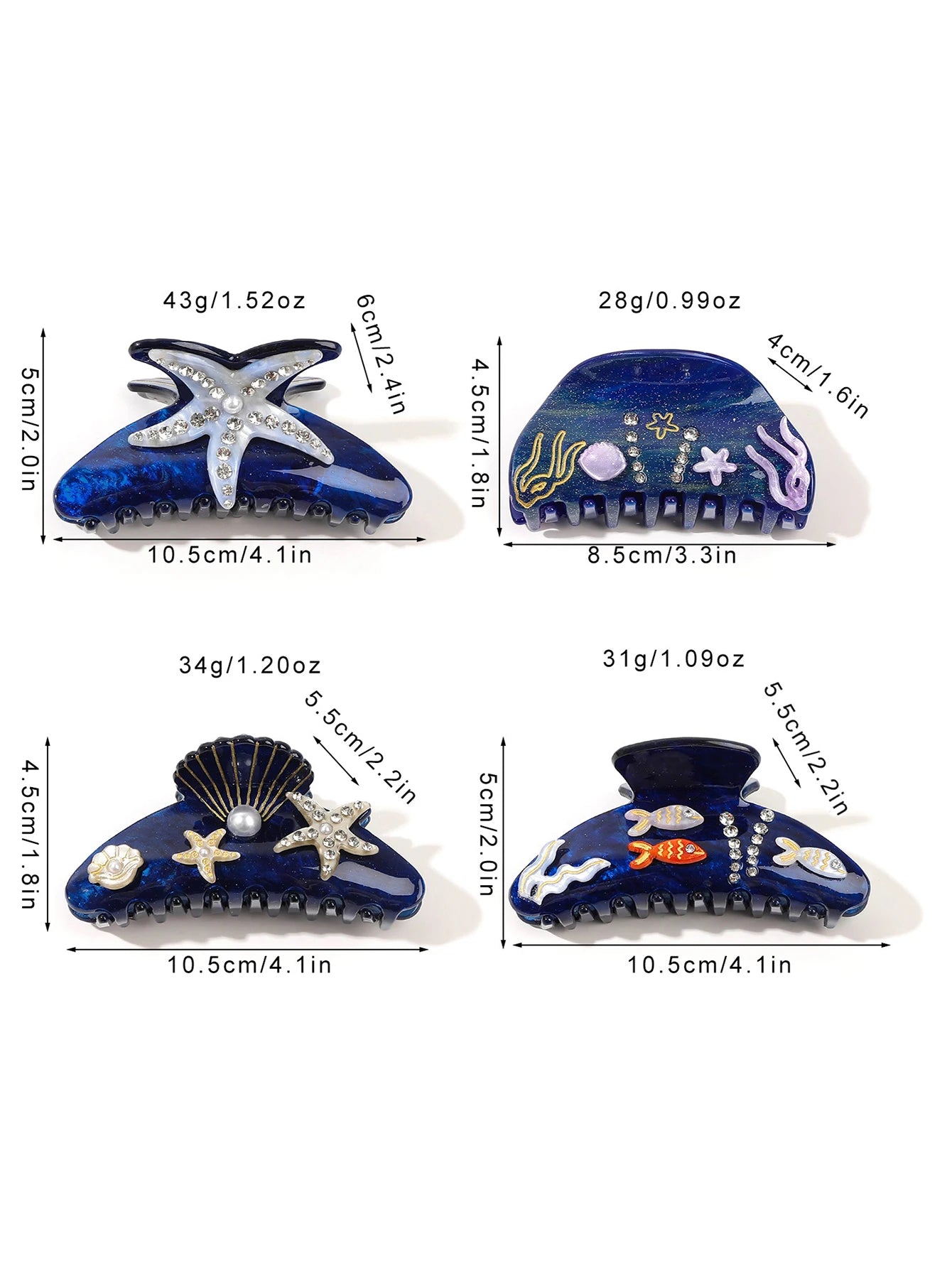 Sea Series Large Hair Claws Clip