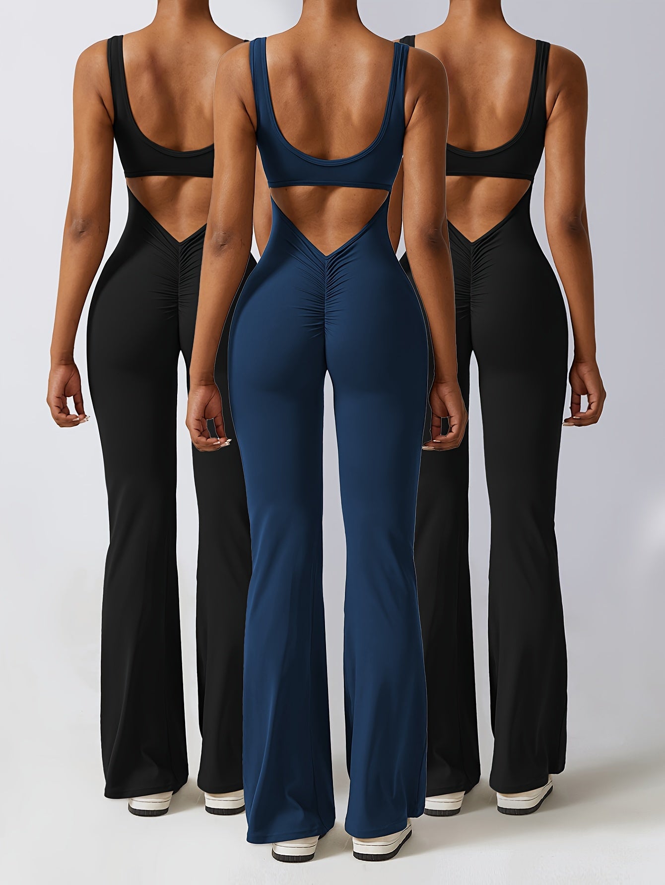 3-Piece Backless Yoga Bodysuit Set