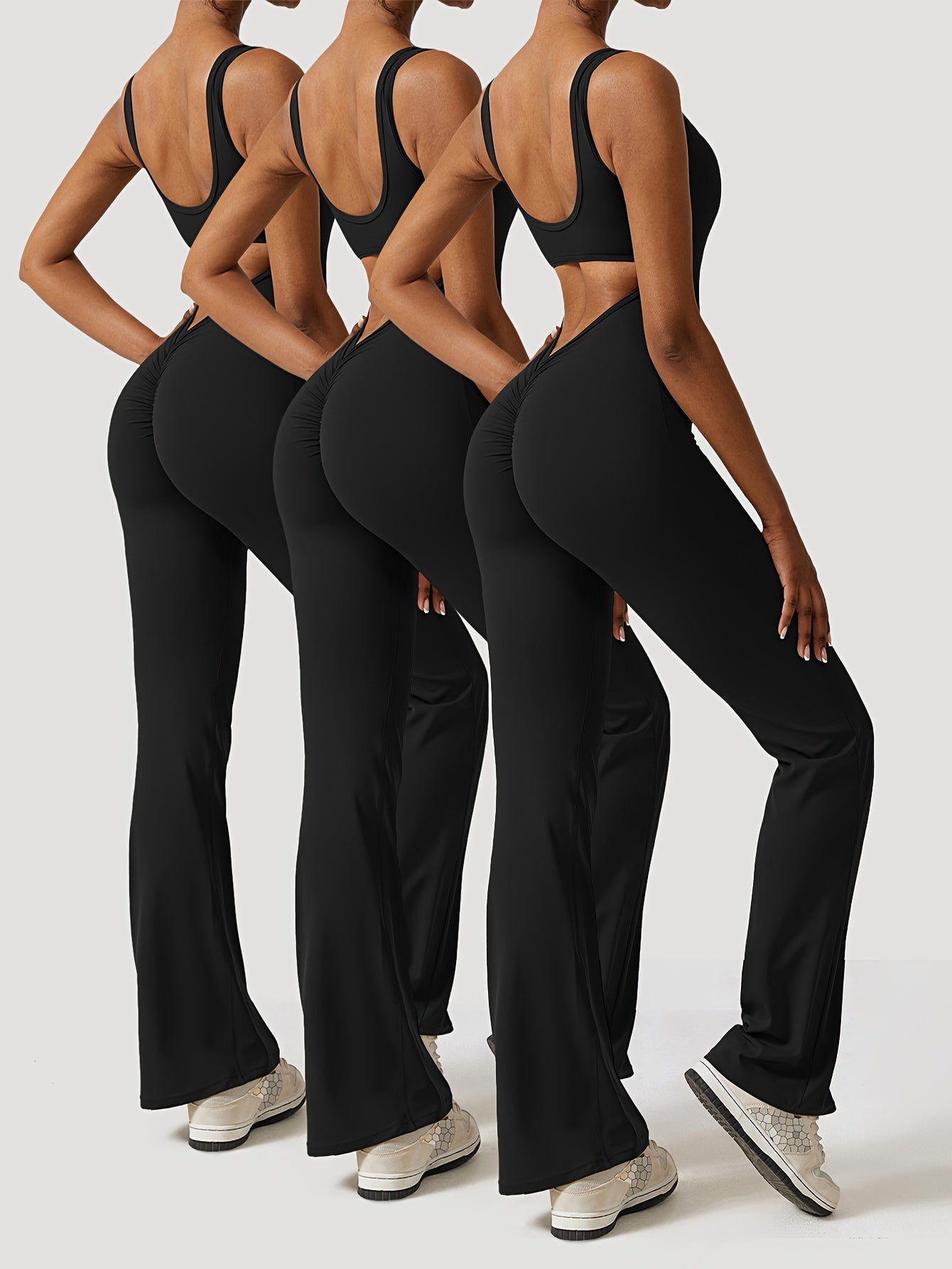 3-Piece Backless Yoga Bodysuit Set