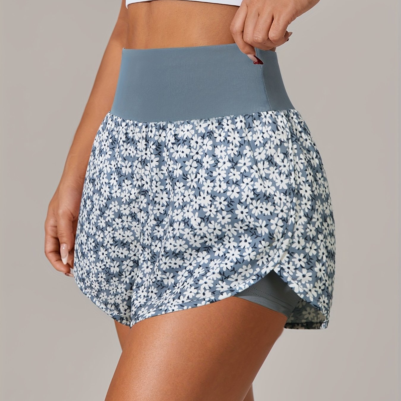 Women's Light Blue Yoga Shorts