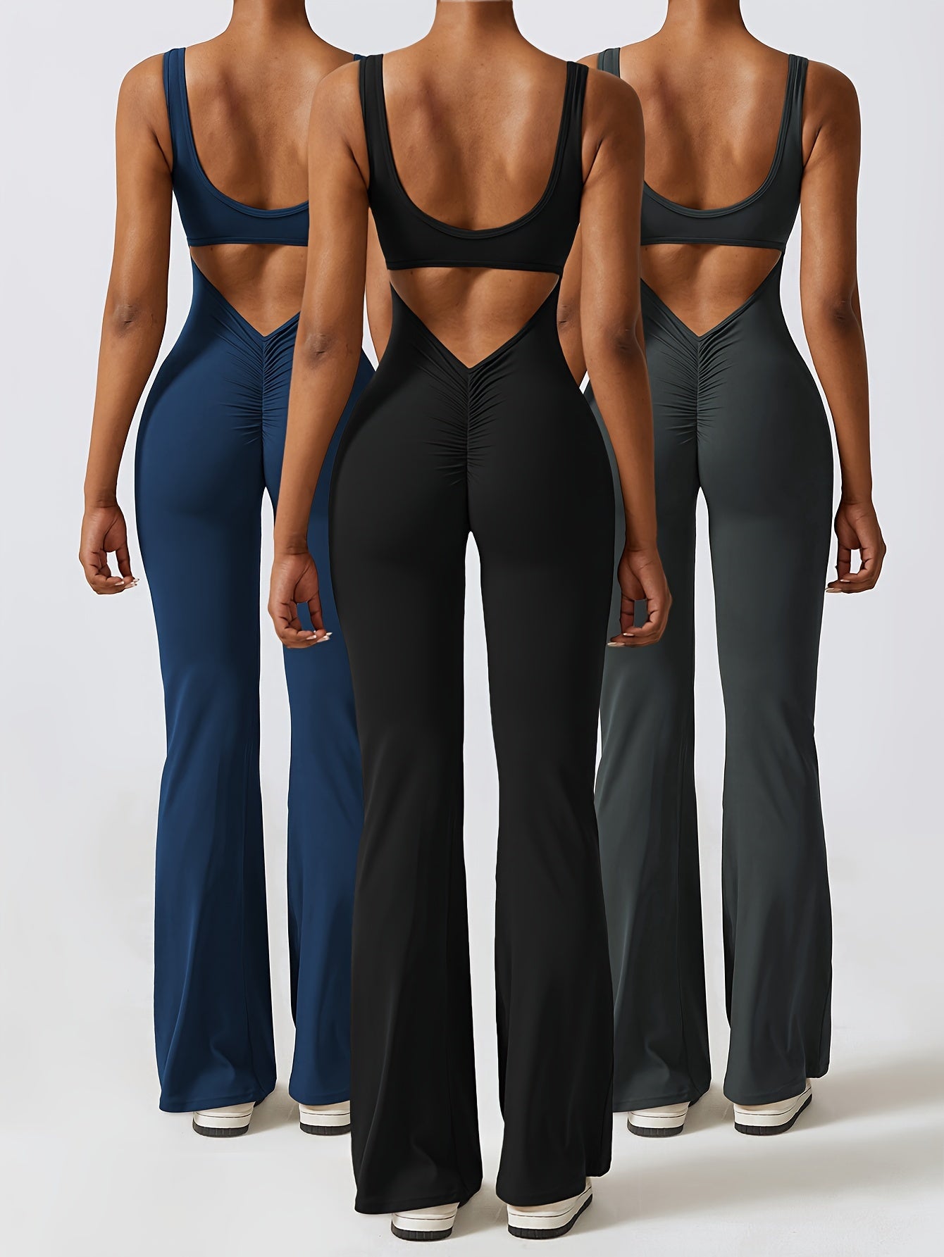 3-Piece Backless Yoga Bodysuit Set