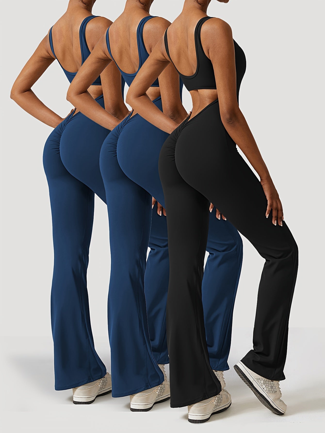 3-Piece Backless Yoga Bodysuit Set