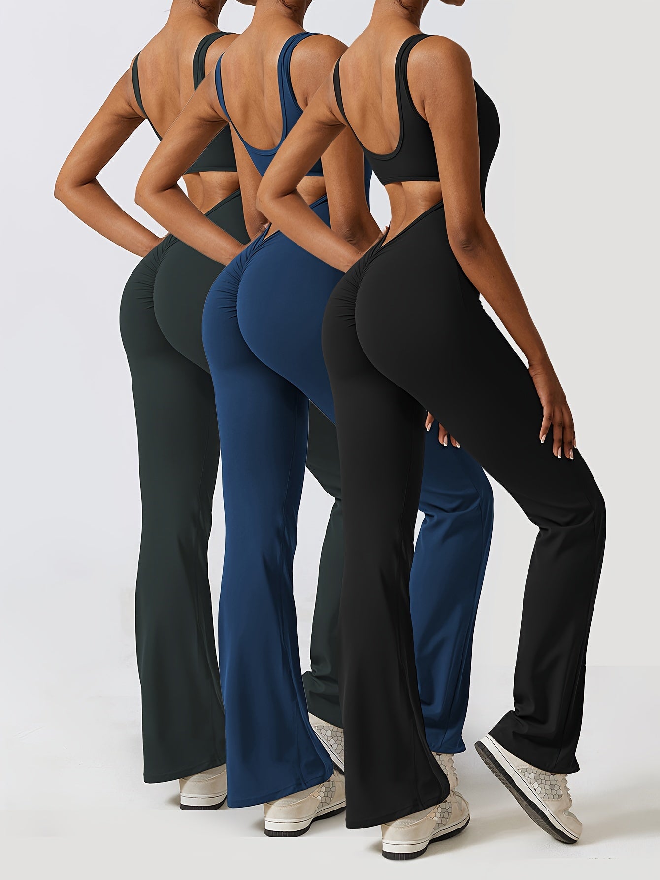 3-Piece Backless Yoga Bodysuit Set