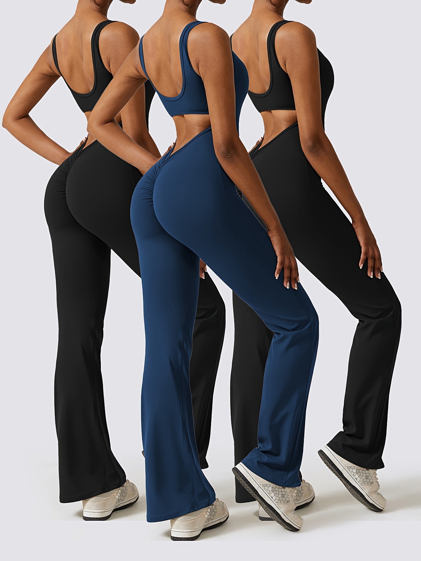 3-Piece Backless Yoga Bodysuit Set