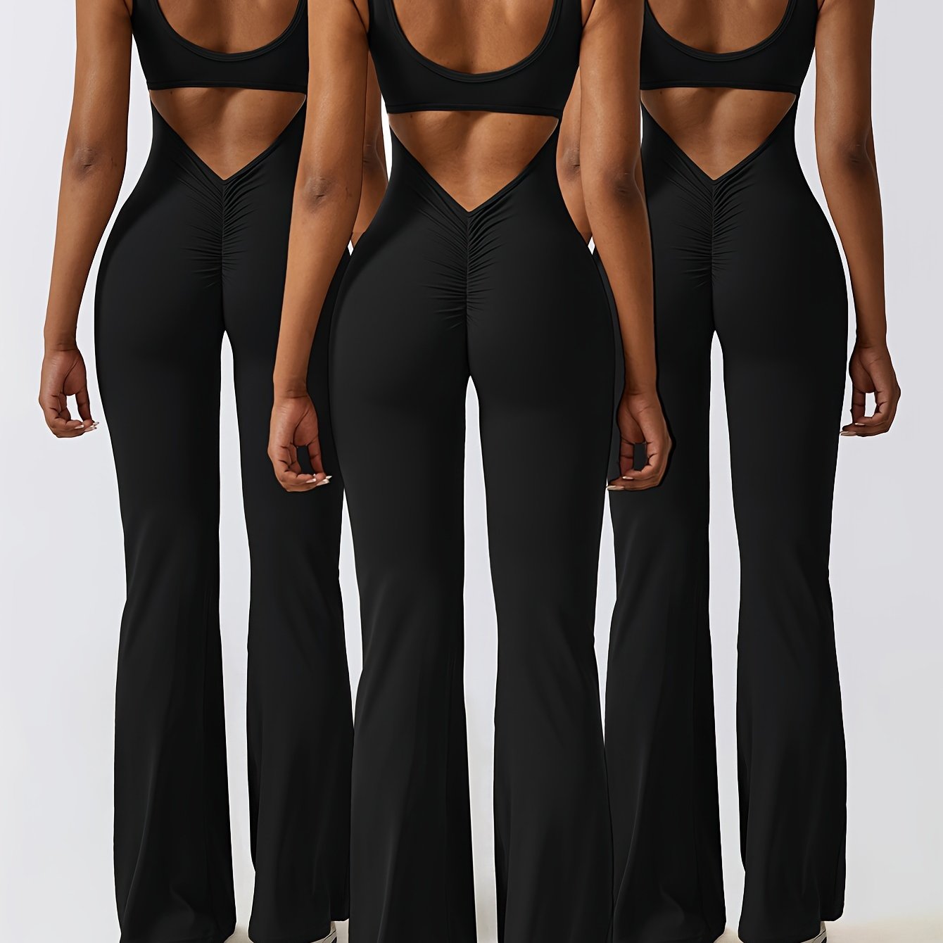 3-Piece Backless Yoga Bodysuit Set