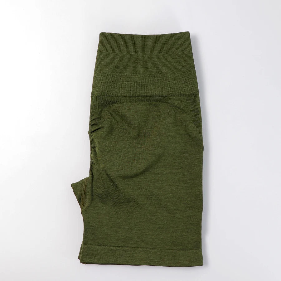 Seamless High-Waist Fitness Set – Crop Top, Leggings & Shorts