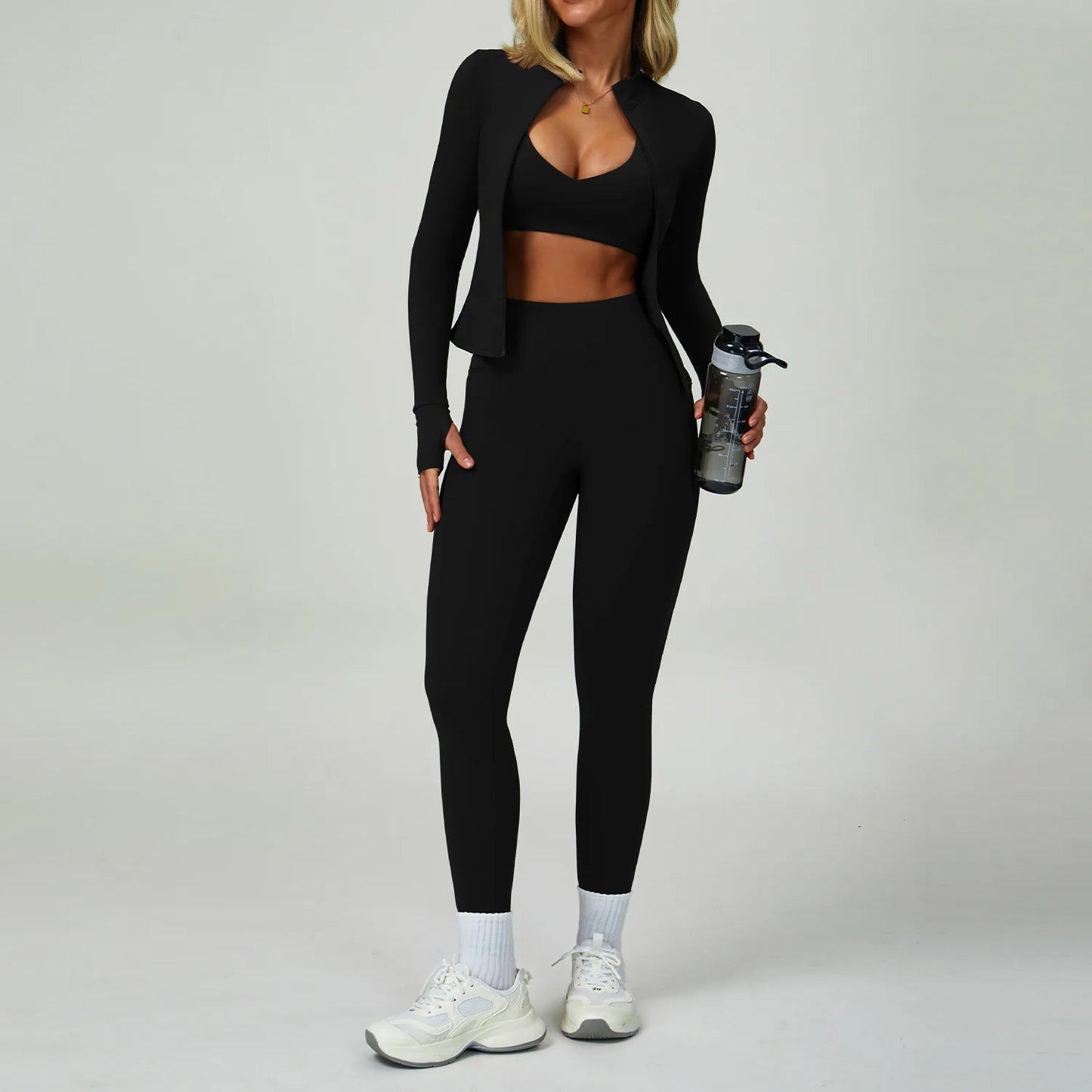 Women’s High-Impact Sports Set – Bra, Shorts, Leggings & Jacket Workout Collection