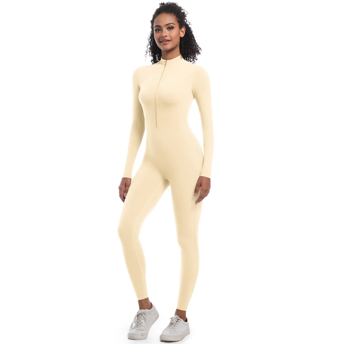 Women’s Autumn/Winter Warm Zip Bodysuit – Activewear Jumpsuit for Fitness & Gym