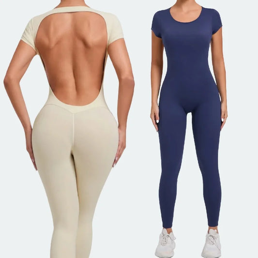 Backless Short Sleeve Jumpsuit