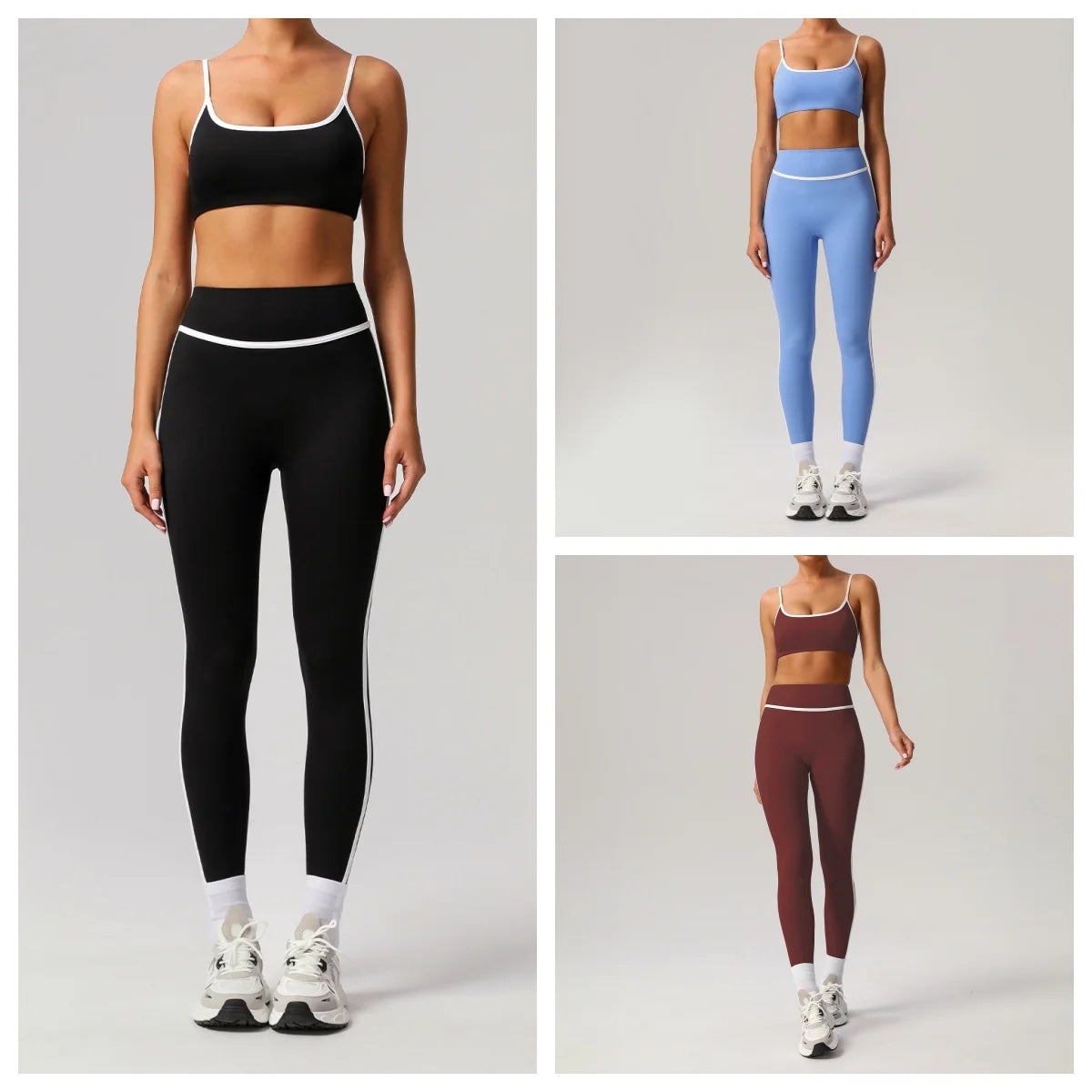 Color-Blocked High-Impact Sports Set – Push-Up Bra & Matching Short