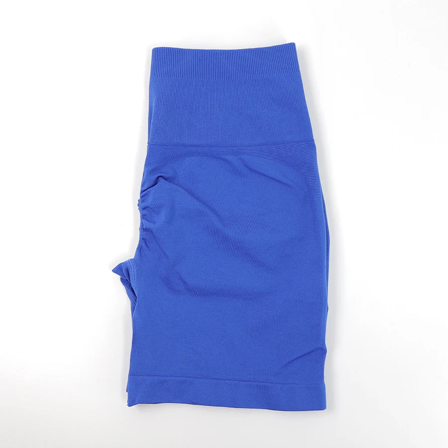 Seamless High-Waist Fitness Set – Crop Top, Leggings & Shorts