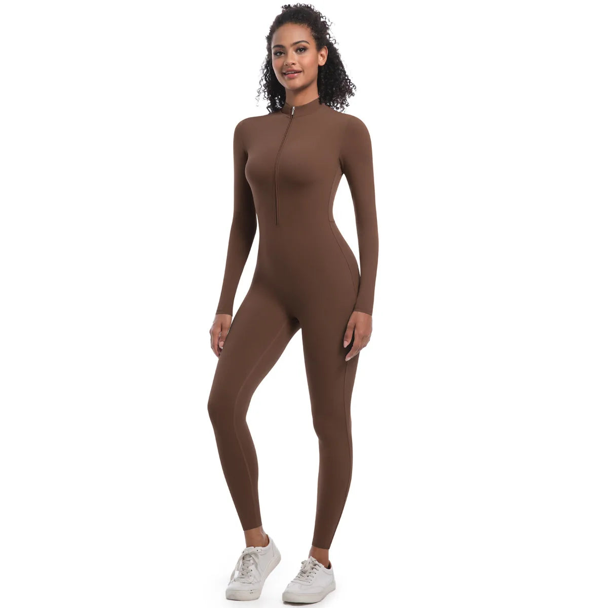Women’s Autumn/Winter Warm Zip Bodysuit – Activewear Jumpsuit for Fitness & Gym