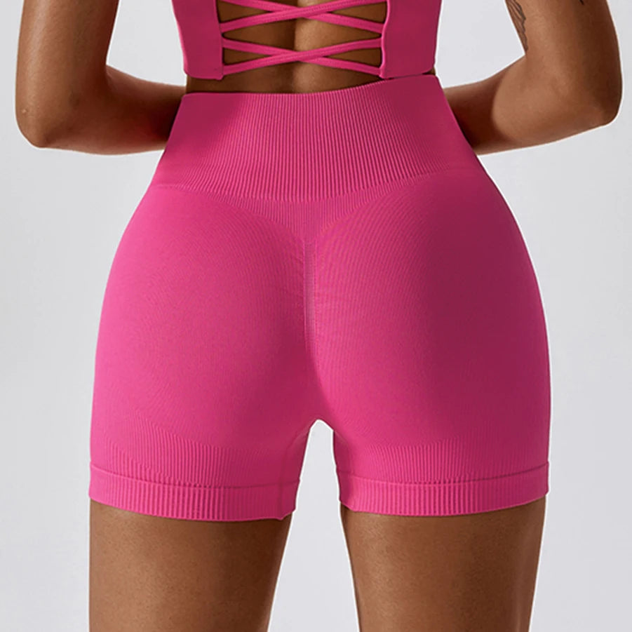 Seamless High-Waist Yoga Fitness Collection – Top, Leggings & Shorts