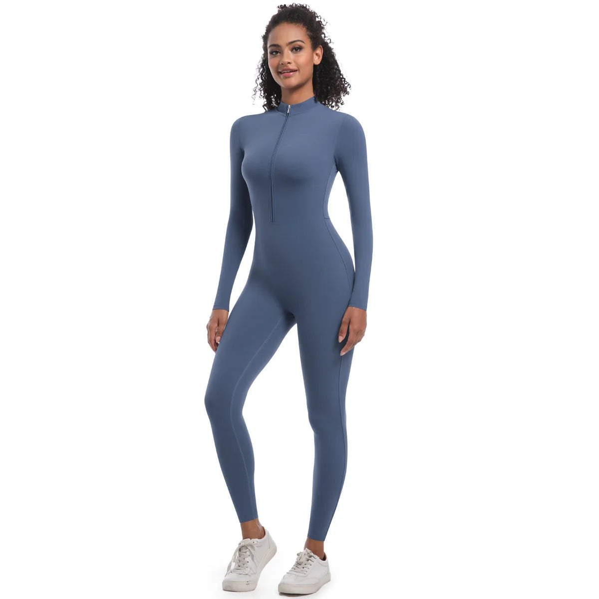 Women’s Autumn/Winter Warm Zip Bodysuit – Activewear Jumpsuit for Fitness & Gym
