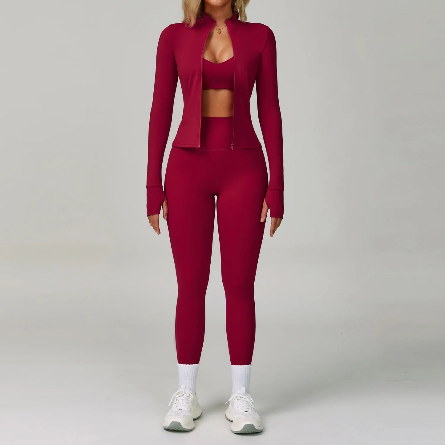 Women’s High-Impact Sports Set – Bra, Shorts, Leggings & Jacket Workout Collection