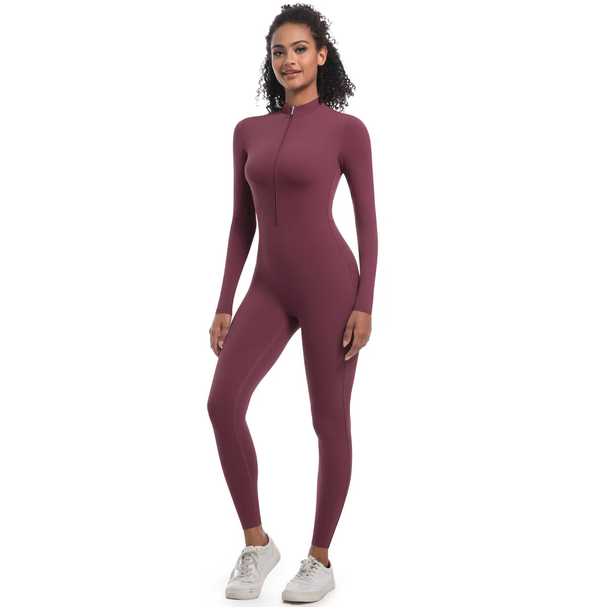 Women’s Autumn/Winter Warm Zip Bodysuit – Activewear Jumpsuit for Fitness & Gym