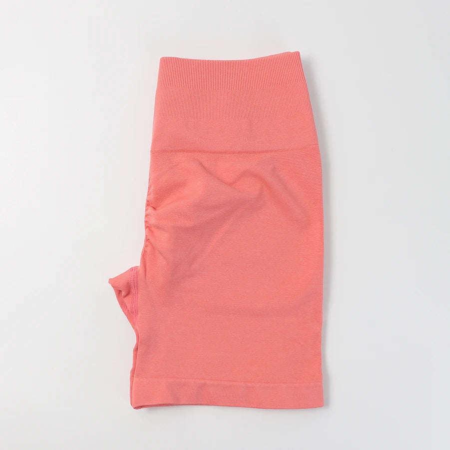 Seamless High-Waist Fitness Set – Crop Top, Leggings & Shorts