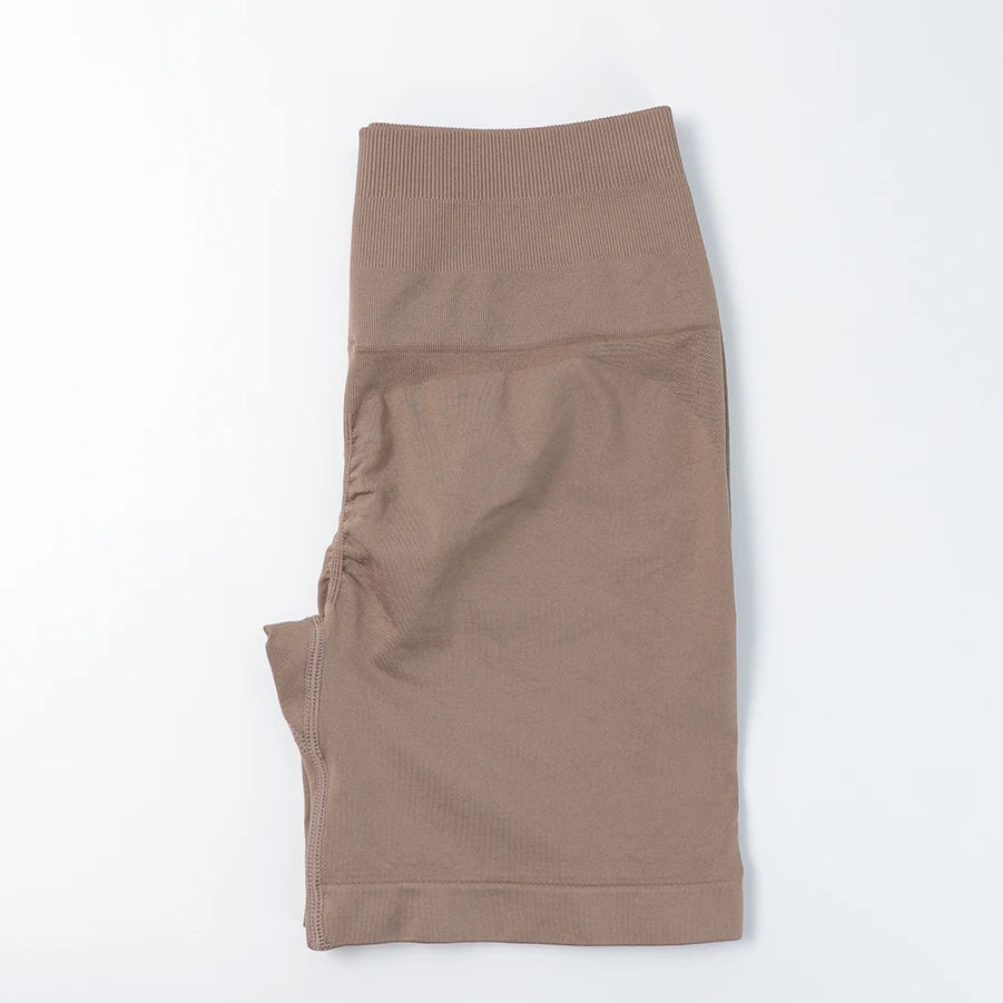 Seamless High-Waist Fitness Set – Crop Top, Leggings & Shorts