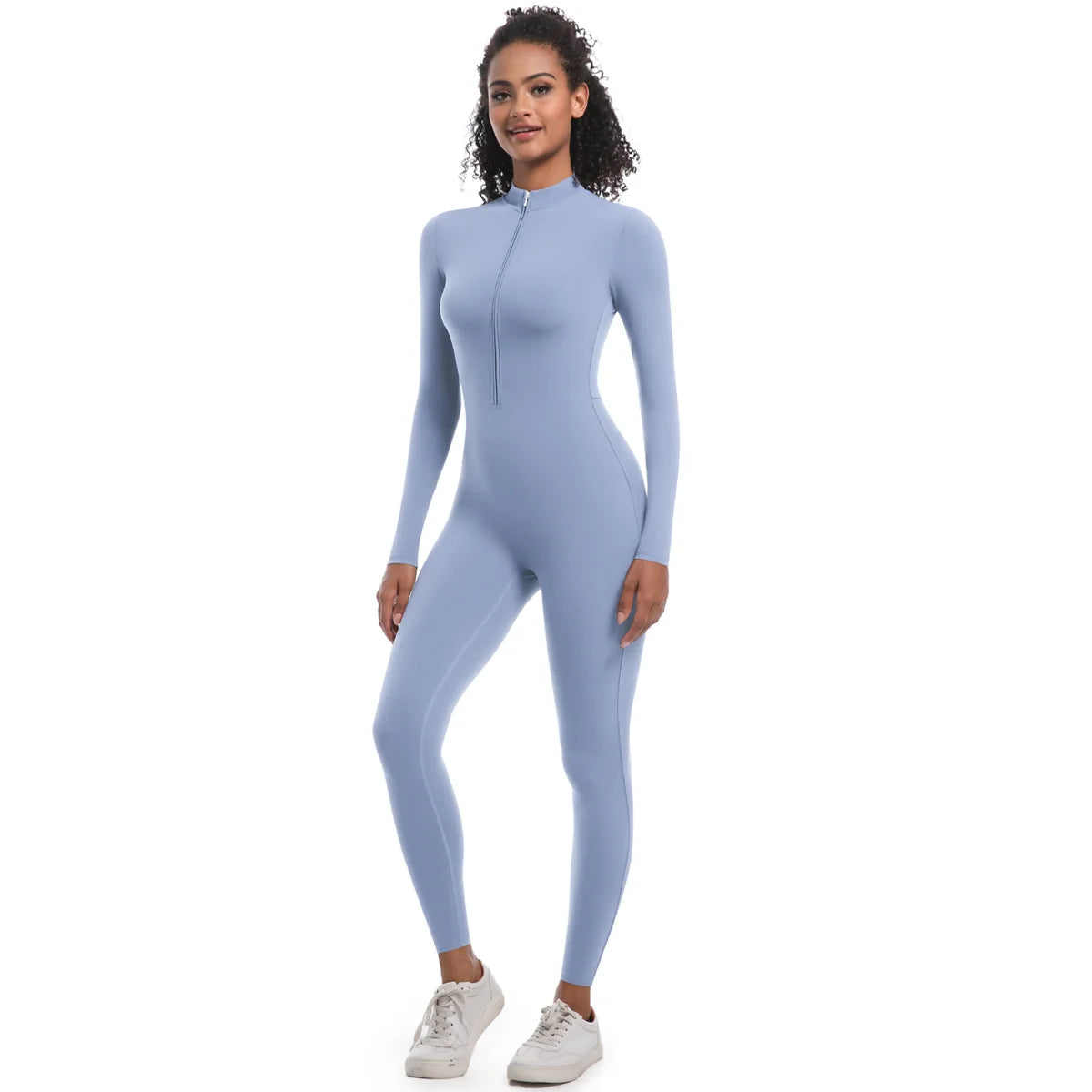 Women’s Autumn/Winter Warm Zip Bodysuit – Activewear Jumpsuit for Fitness & Gym
