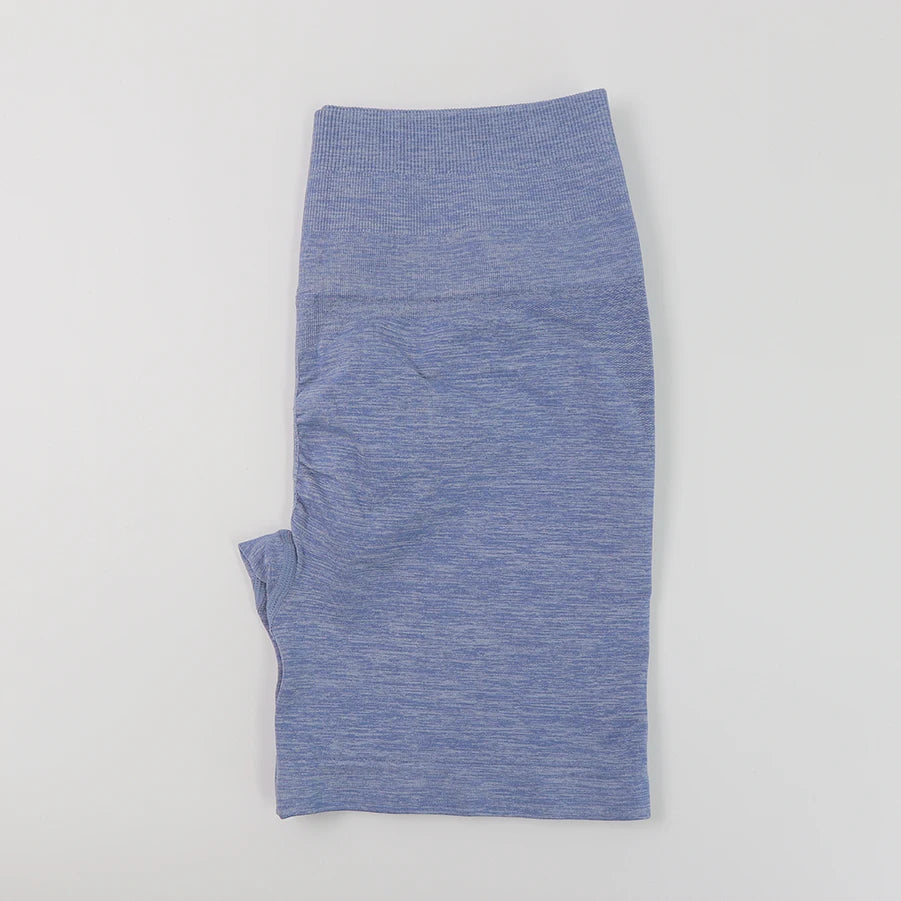 Seamless High-Waist Fitness Set – Crop Top, Leggings & Shorts