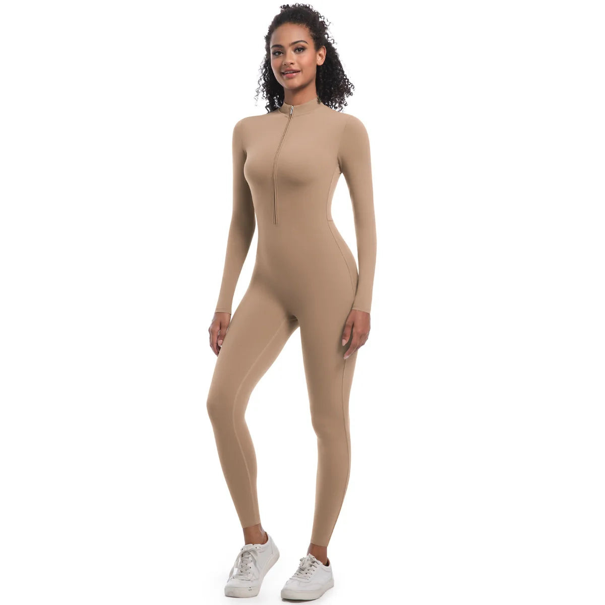 Women’s Autumn/Winter Warm Zip Bodysuit – Activewear Jumpsuit for Fitness & Gym