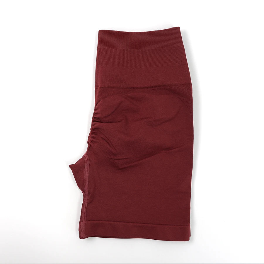 Seamless High-Waist Fitness Set – Crop Top, Leggings & Shorts