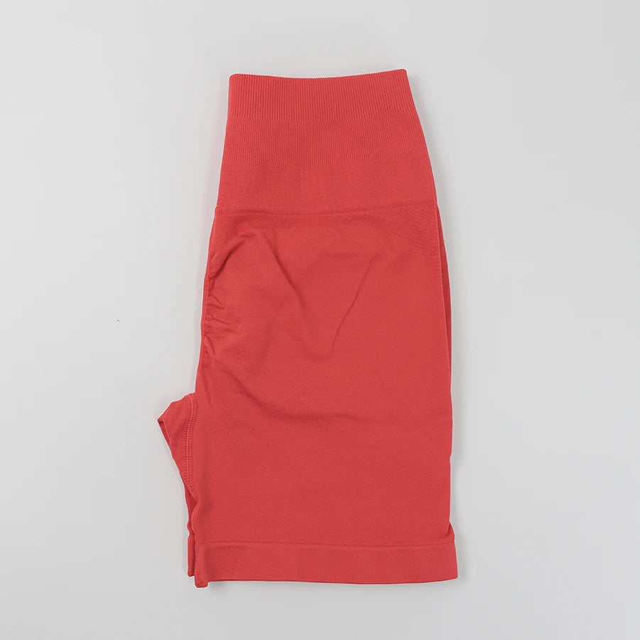 Seamless High-Waist Fitness Set – Crop Top, Leggings & Shorts