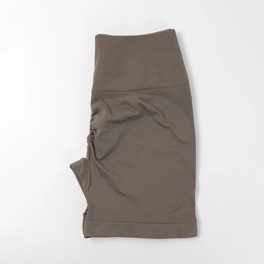 Seamless High-Waist Fitness Set – Crop Top, Leggings & Shorts