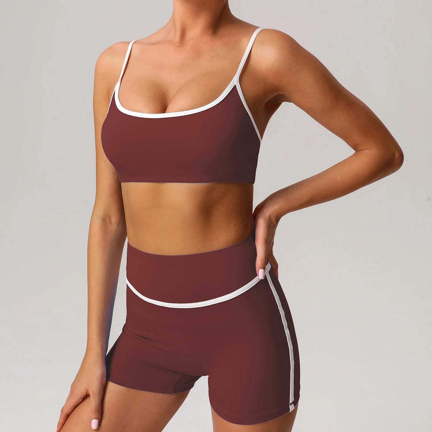 Color-Blocked High-Impact Sports Set – Push-Up Bra & Matching Short