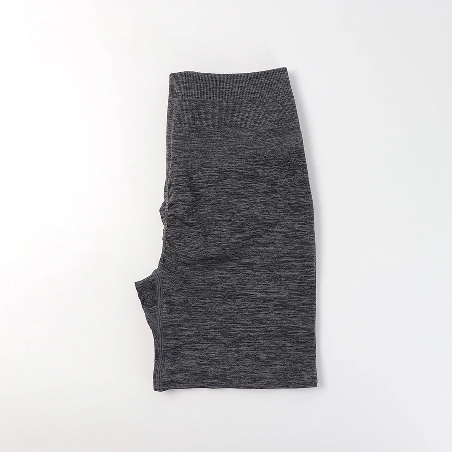 Seamless High-Waist Fitness Set – Crop Top, Leggings & Shorts