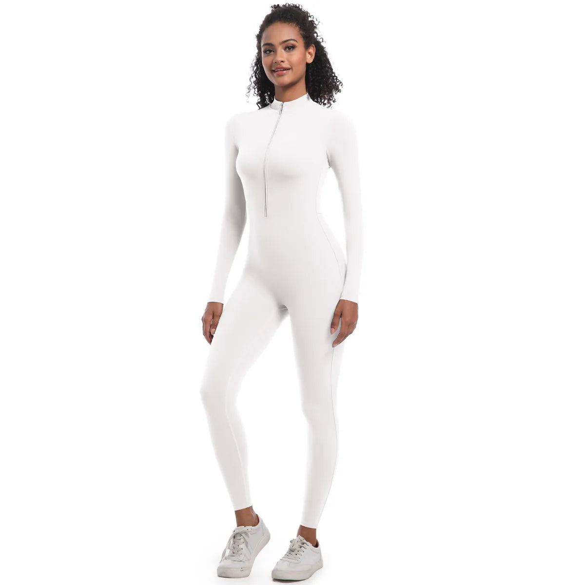 Women’s Autumn/Winter Warm Zip Bodysuit – Activewear Jumpsuit for Fitness & Gym