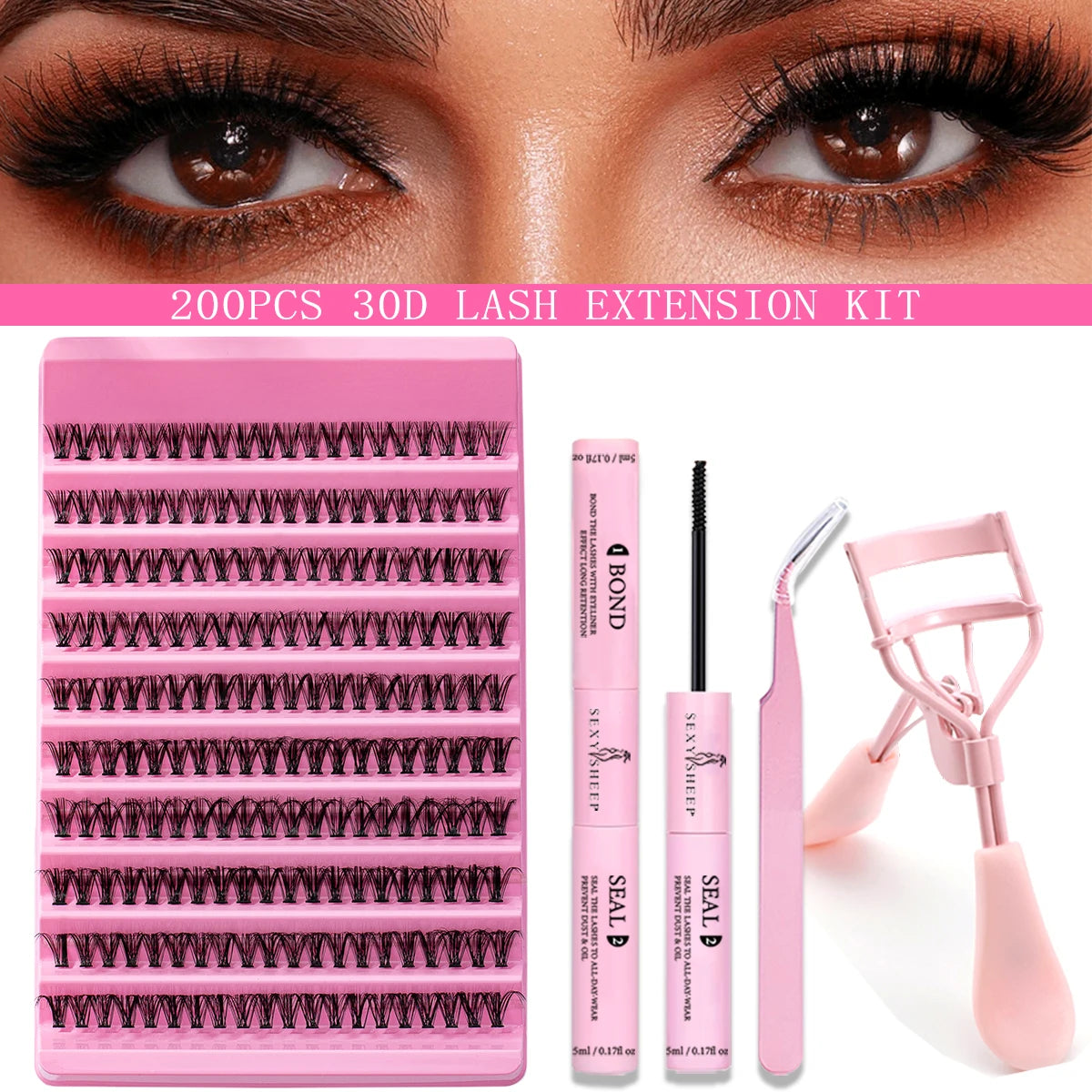 DIY Eyelash Extension Kit 200pcs Individual Lashes