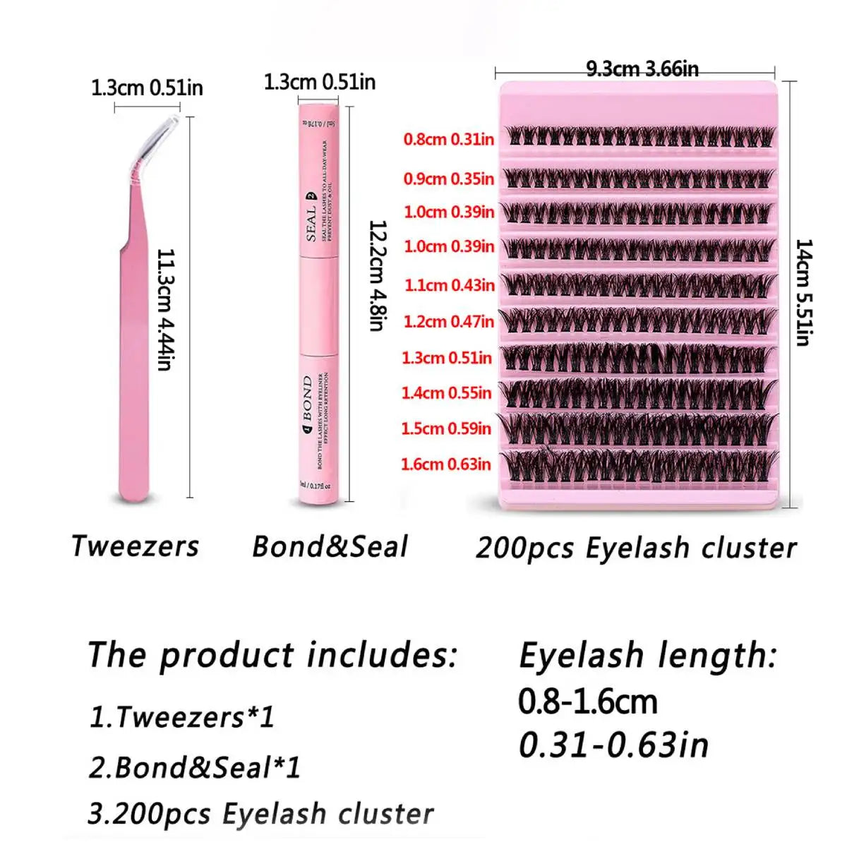 DIY Eyelash Extension Kit 200pcs Individual Lashes