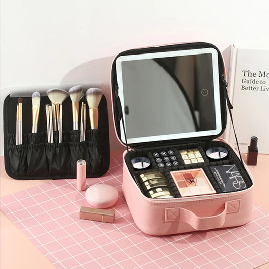 Makeup Bag with Mirror and Light