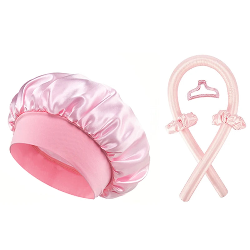 No Heat Hair Curler & Satin Sleeping Cap Set