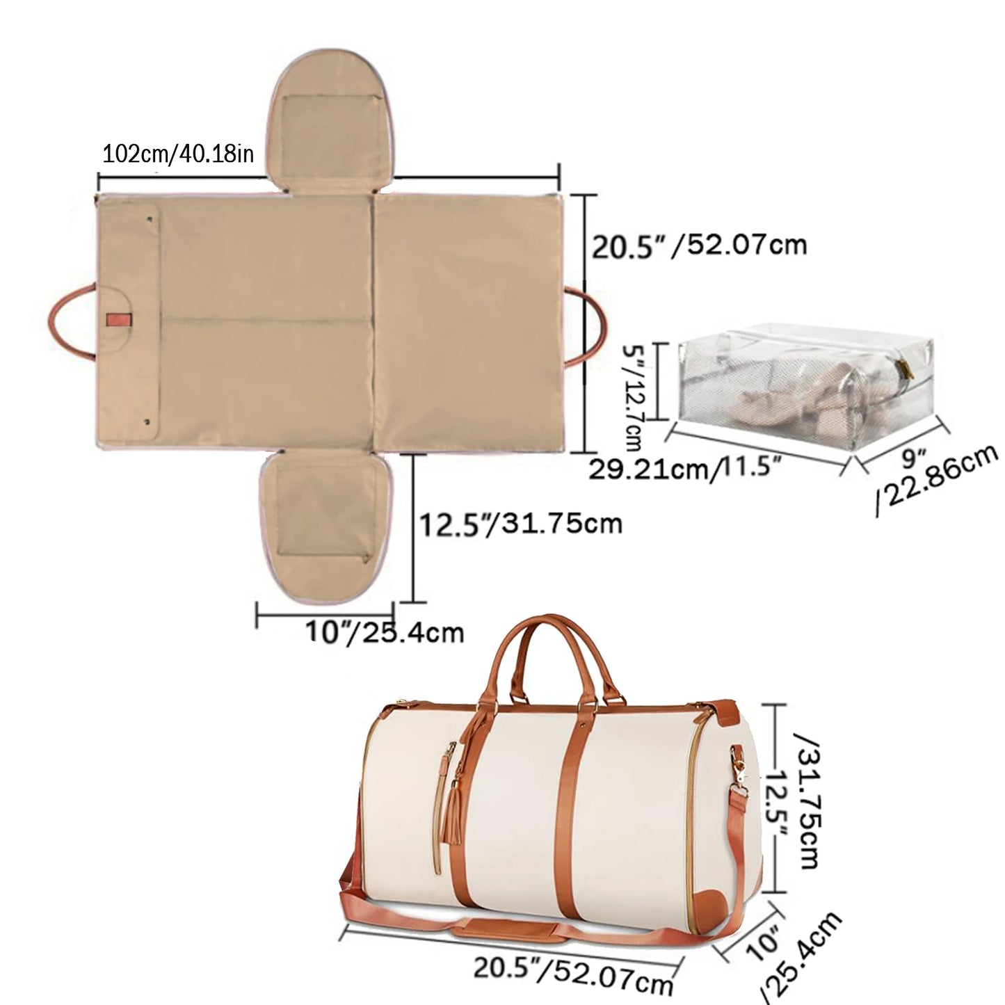 1pc Foldable Women's Travel Carry-on Clothing Bag
