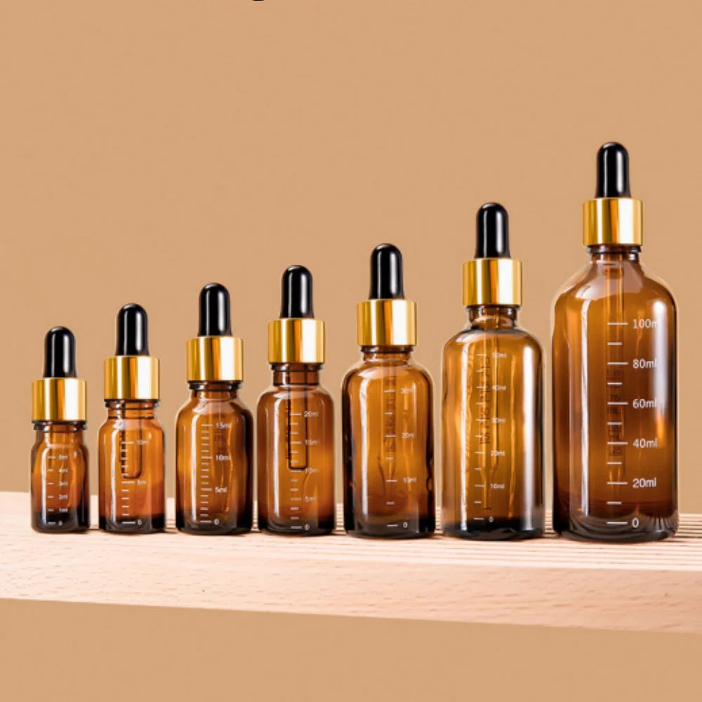 5ml 10ml 15ml 20ml 30ml 50ml 100ml Amber Glass Dropper Oil Bottle