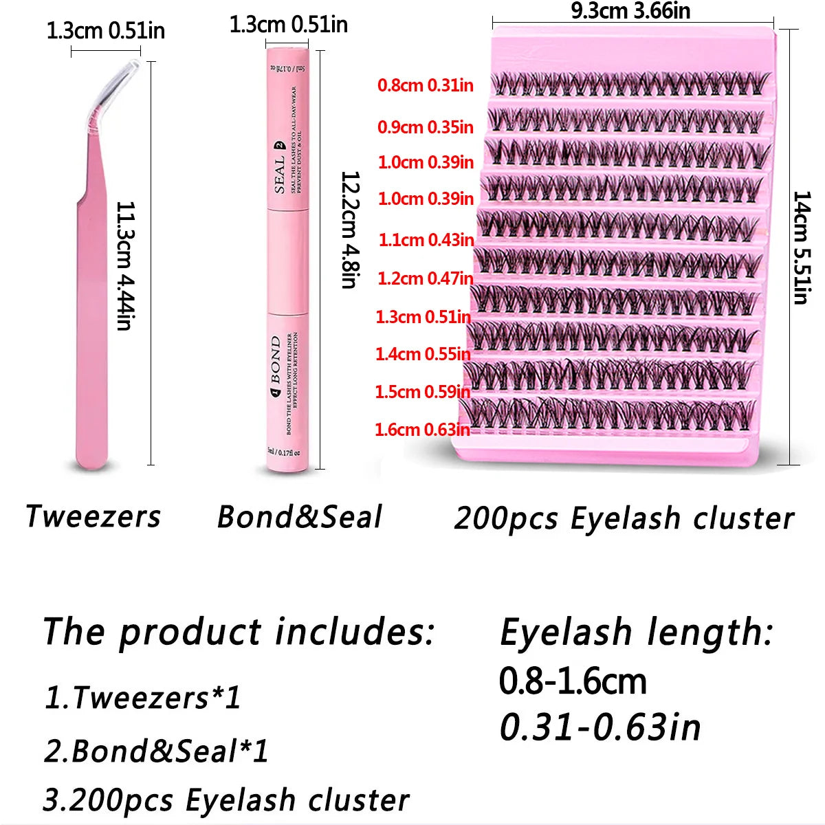 DIY Eyelash Extension Kit 200pcs Individual Lashes