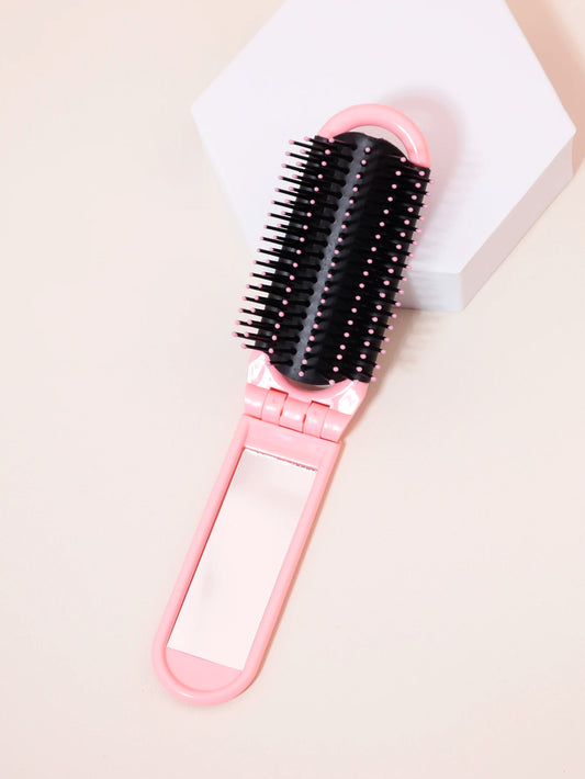 1pc portable mini foldable hair comb mirror