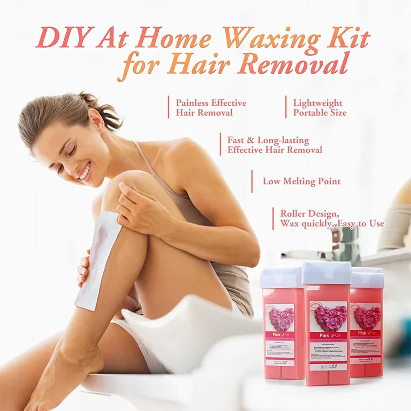 Roll On Waxing Kit With Wax Cartridges And Wax Strips 3 In 1