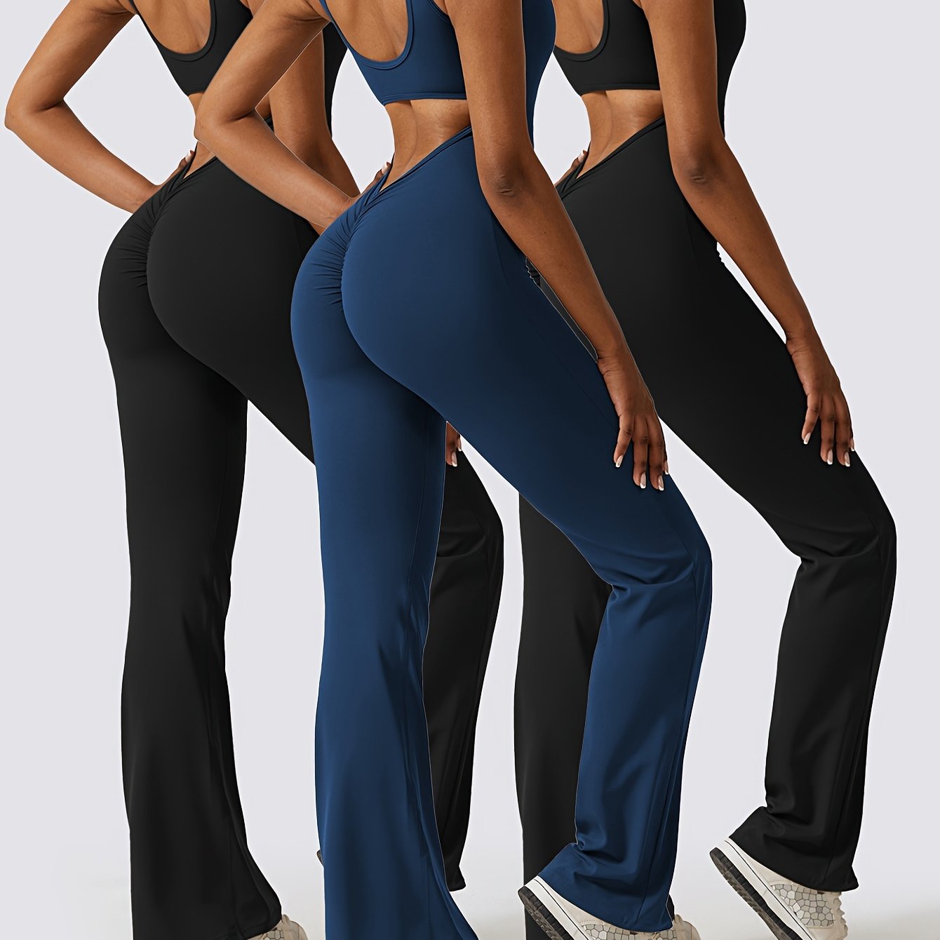 3-Piece Backless Yoga Bodysuit Set