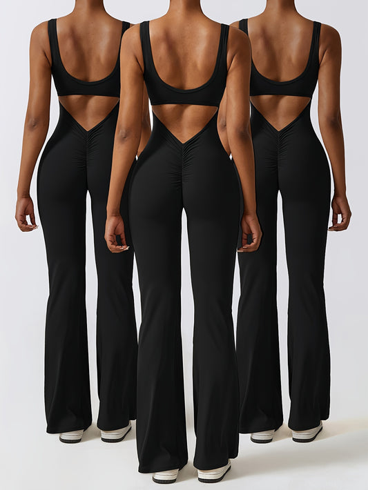 3-Piece Backless Yoga Bodysuit Set