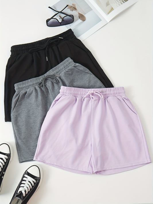 3pcs Drawstring Fitness Shorts