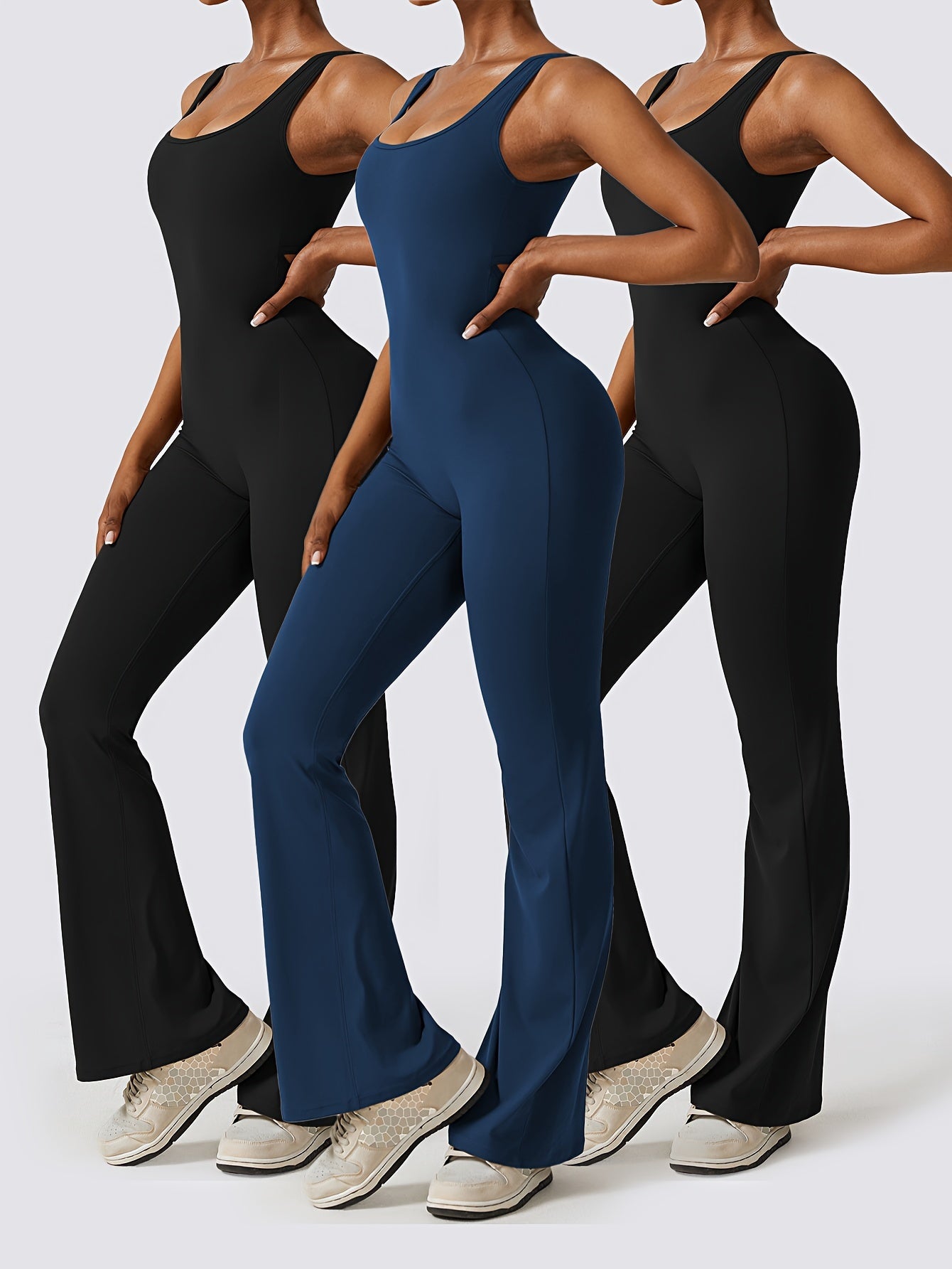 3-Piece Backless Yoga Bodysuit Set